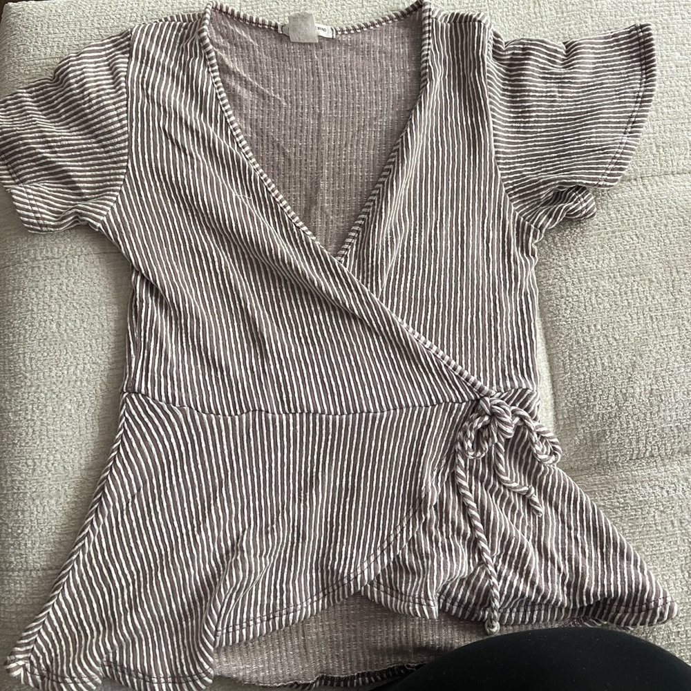 Stripped Deep V Neck Shirt